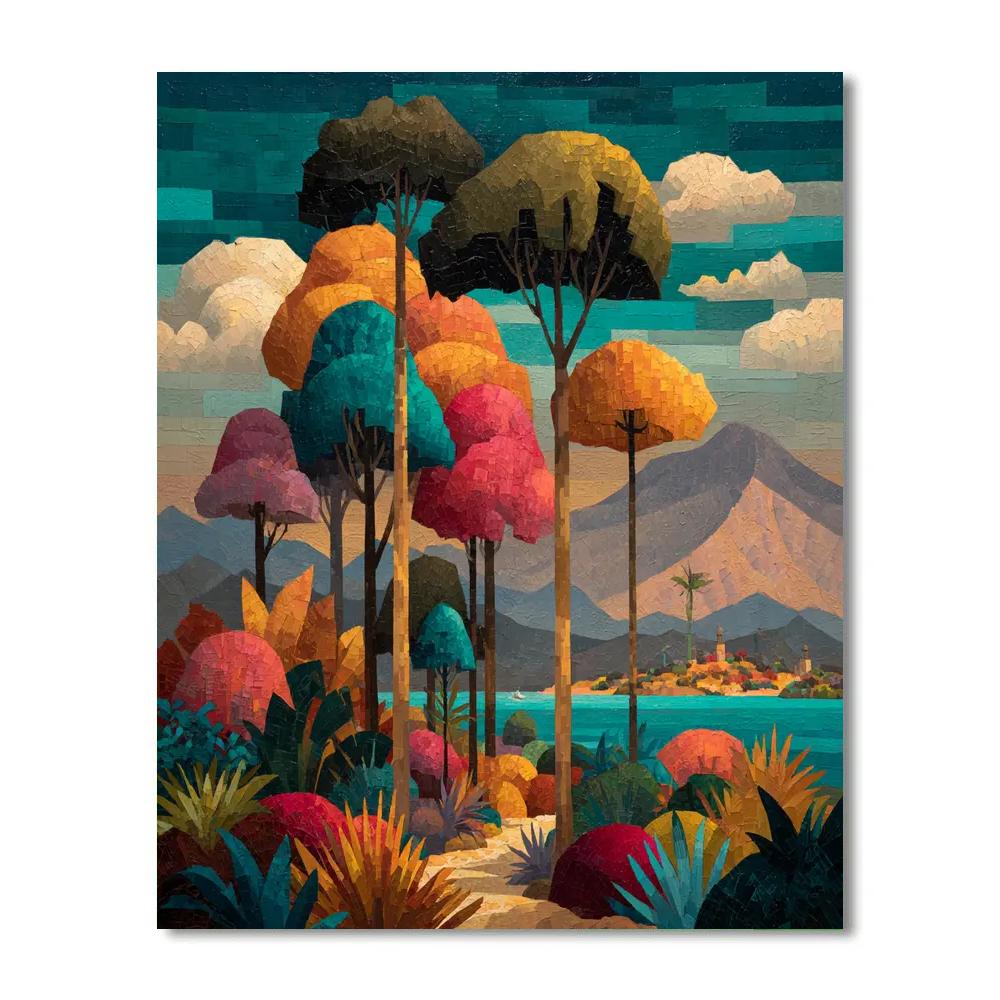 Paul Gauguin Inspired Tropical Village Number painting