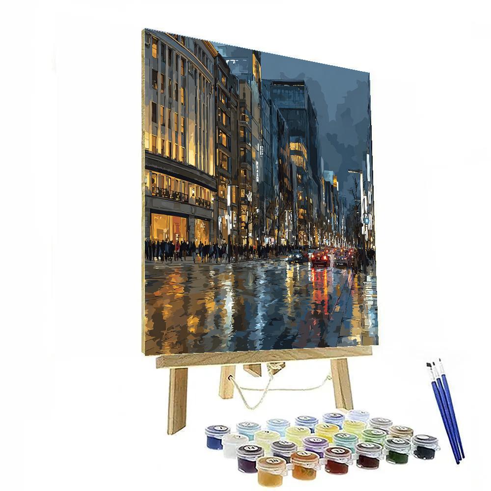 Ginza Neon Boulevards Tokyo Japan DIY paint by numbers