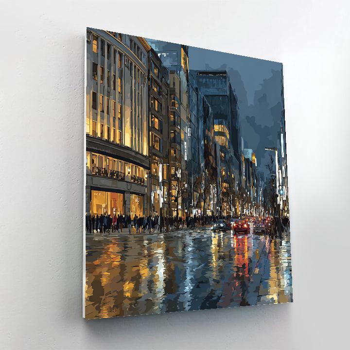 Ginza Neon Boulevards Tokyo Japan DIY paint by numbers