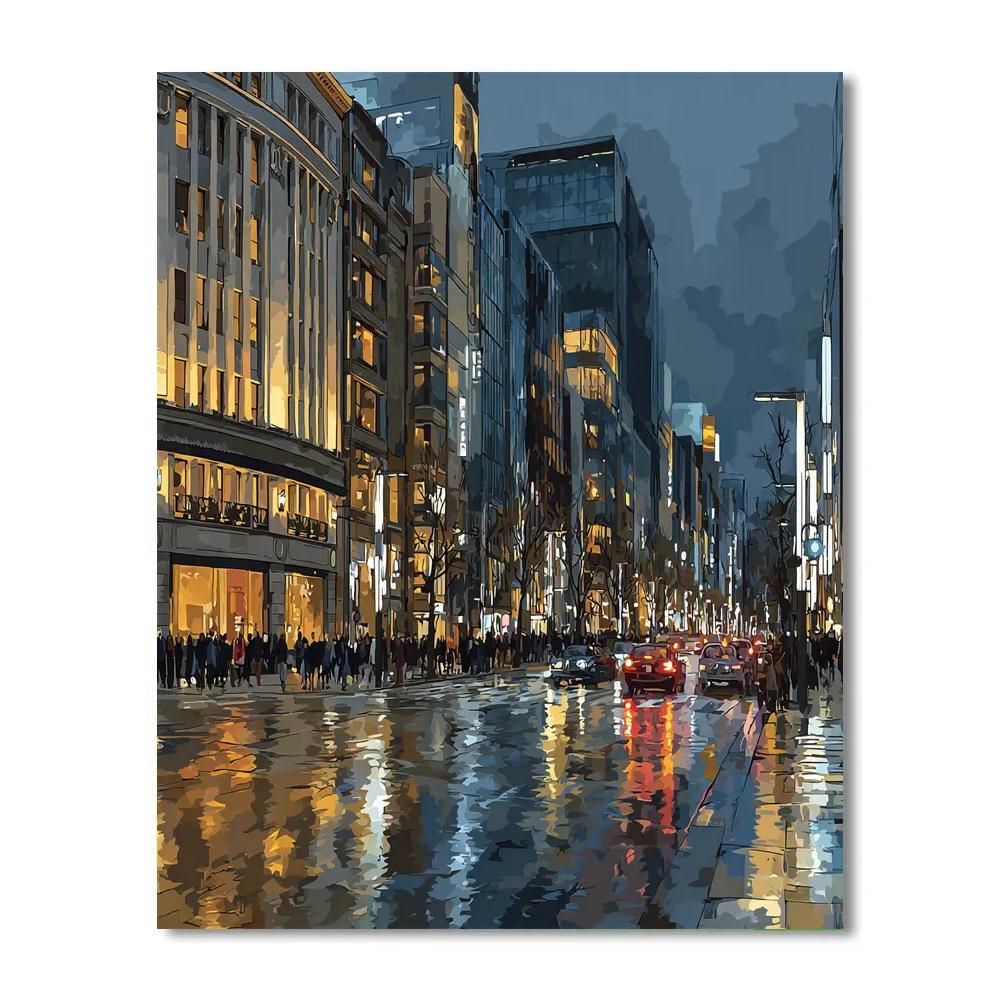 Ginza Neon Boulevards Tokyo Japan DIY paint by numbers