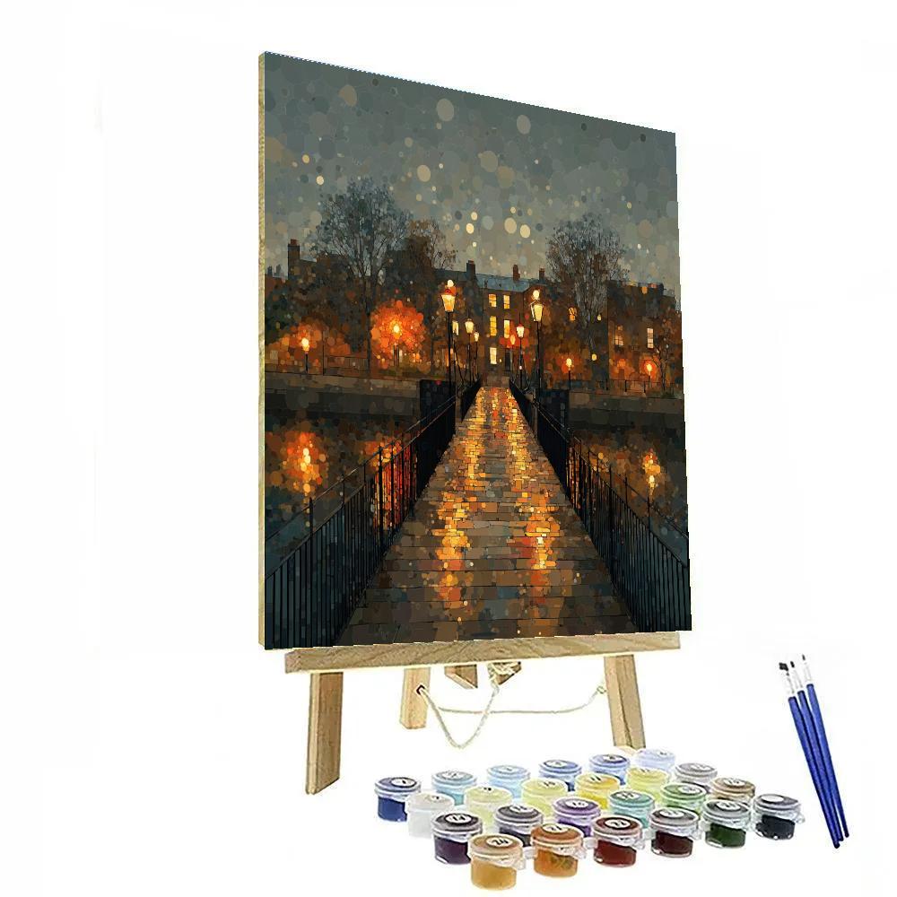 Georges Seurat Inspired Bridge At Dusk paint by numbers
