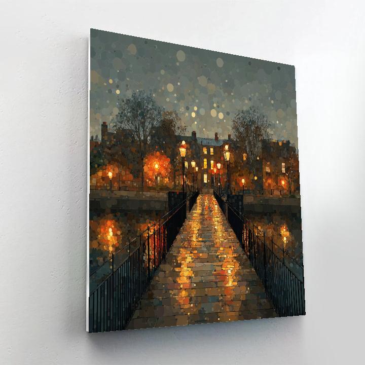 Georges Seurat Inspired Bridge At Dusk paint by numbers