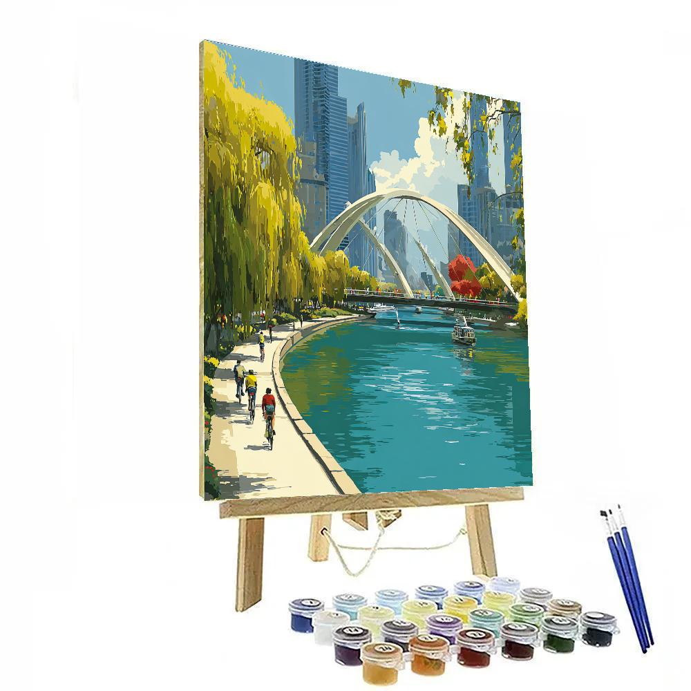 Seoul Han River Cycling Path South Korea paint by number