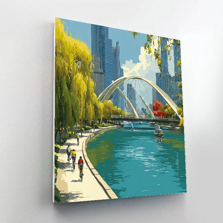 Seoul Han River Cycling Path South Korea paint by number
