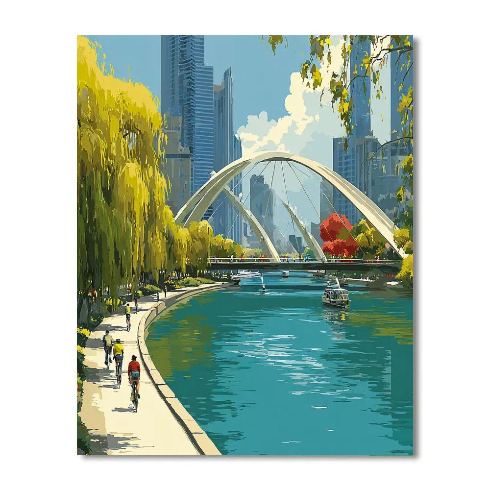 Seoul Han River Cycling Path South Korea paint by number