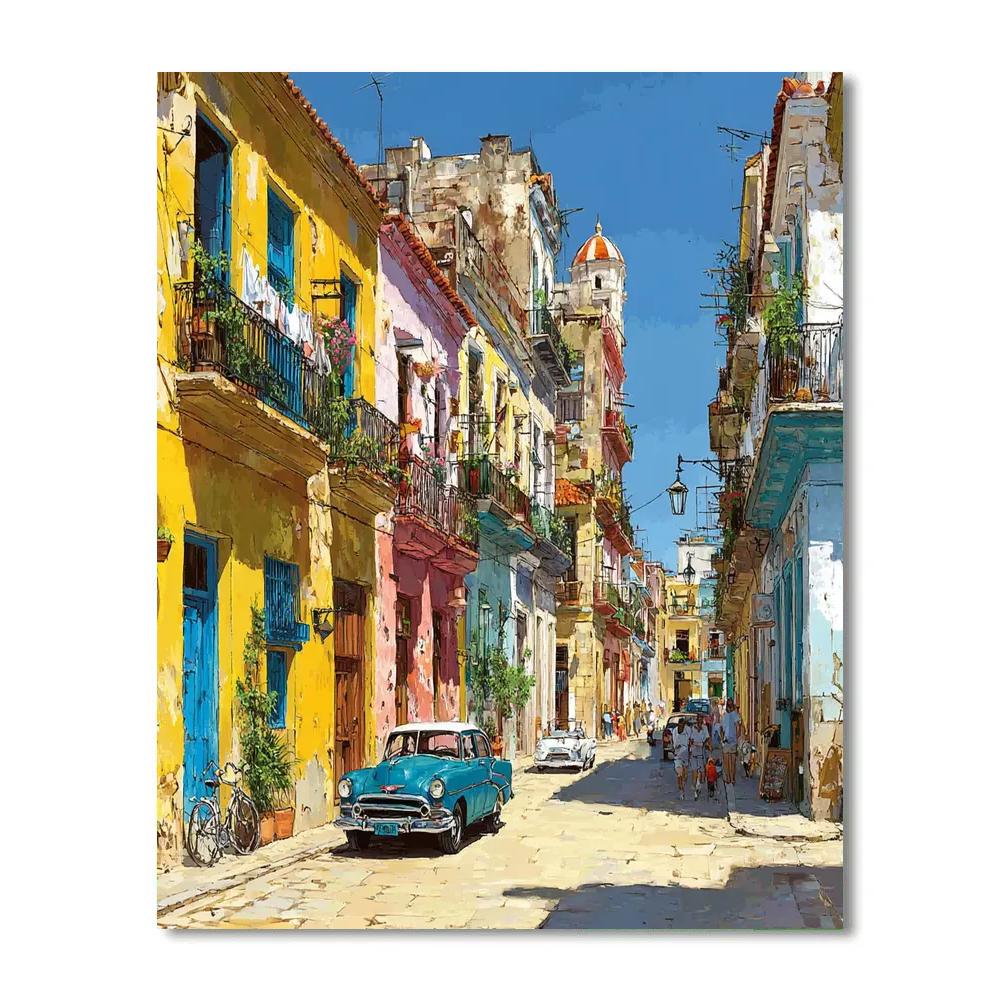 Old Havana Side Streets Cuba painting number kit