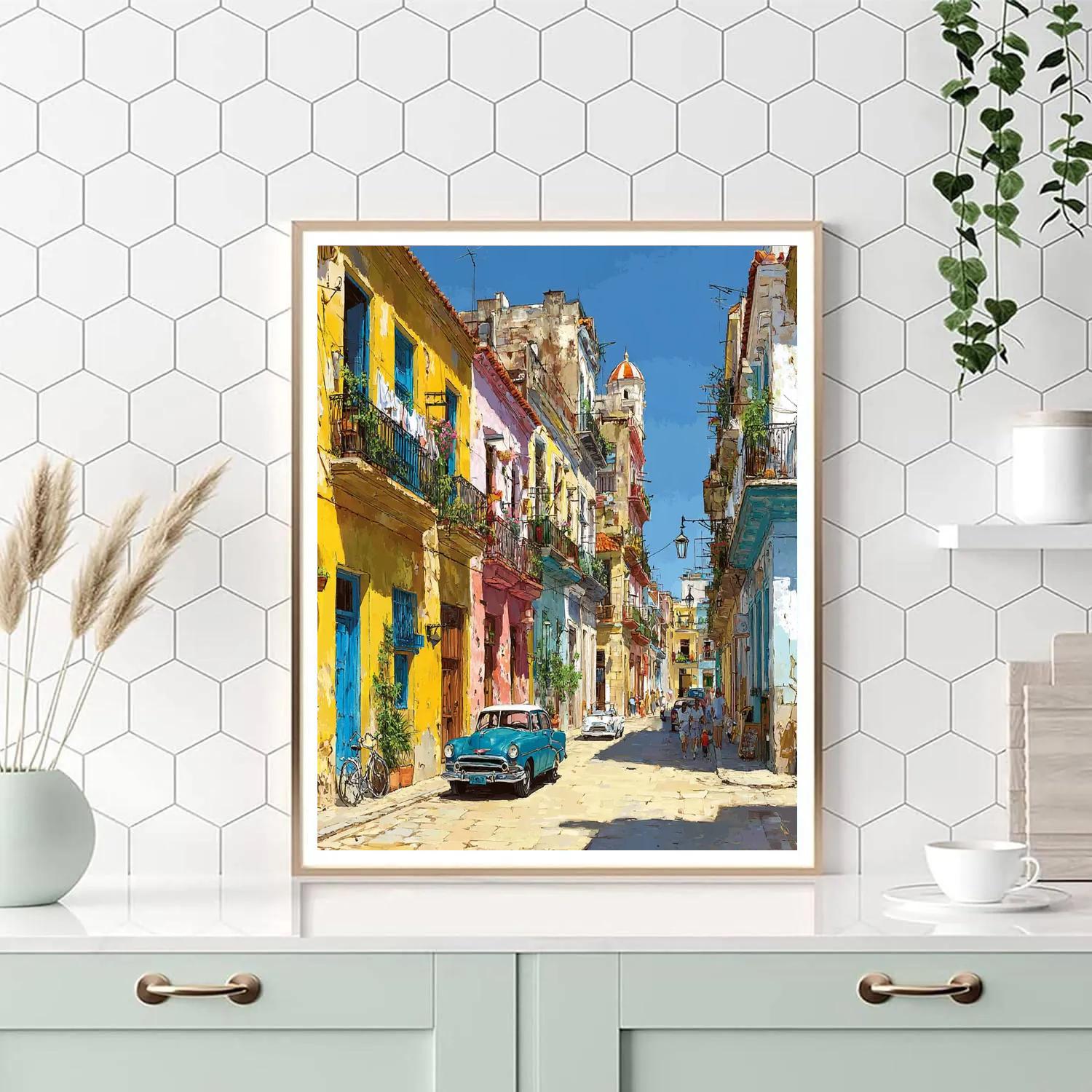 Old Havana Side Streets Cuba painting number kit
