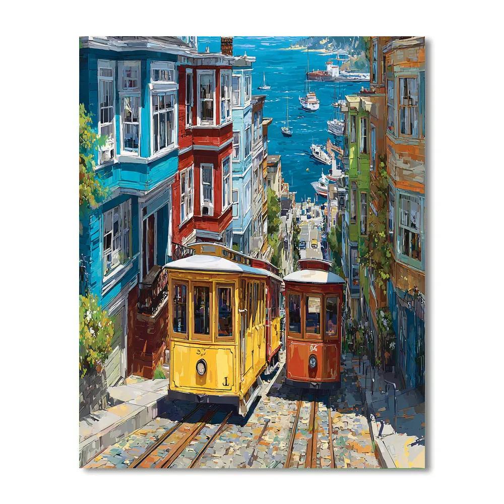 Valparaiso Hill Funiculars Chile Number painting