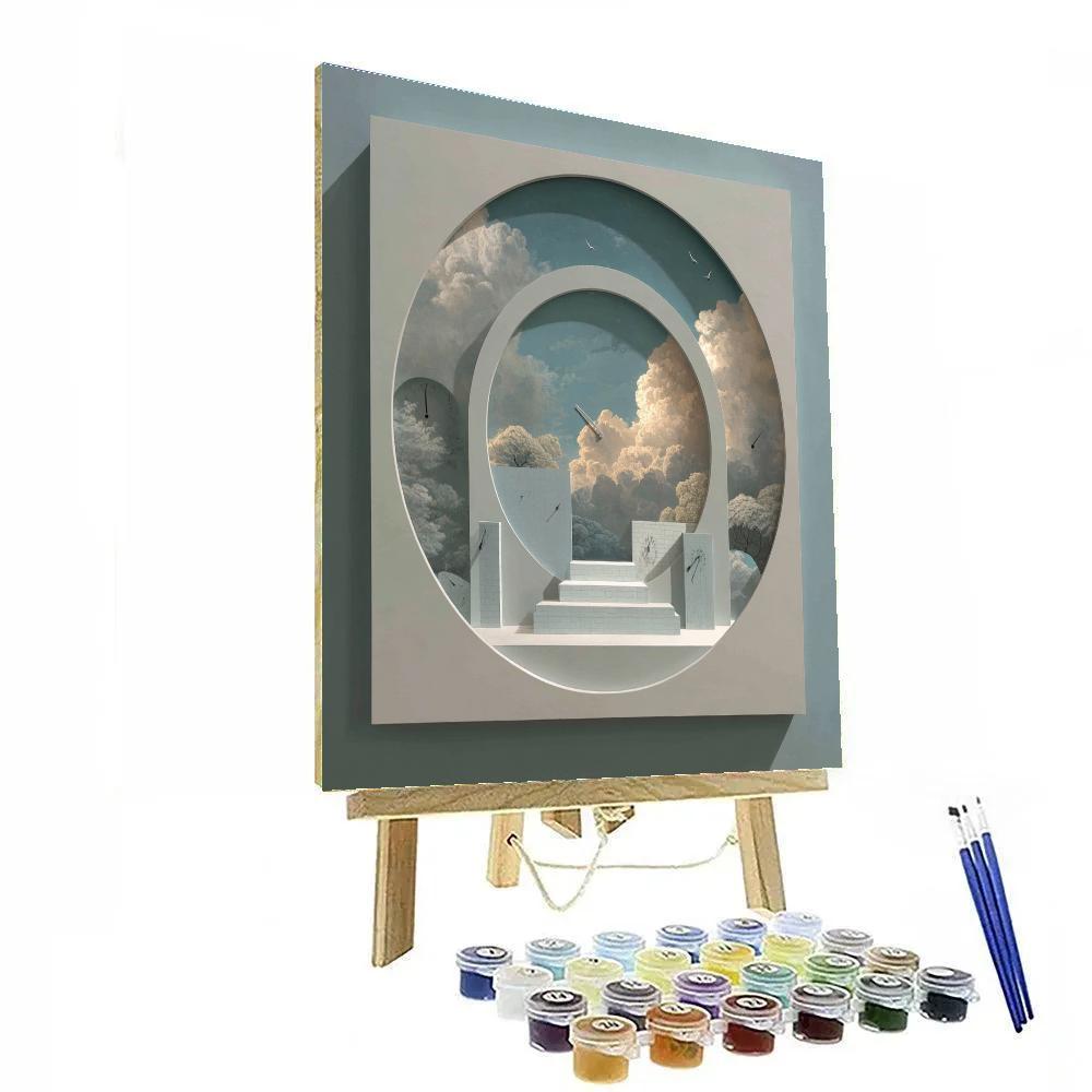 Rene Magritte Inspired Clock Shop painting number kit