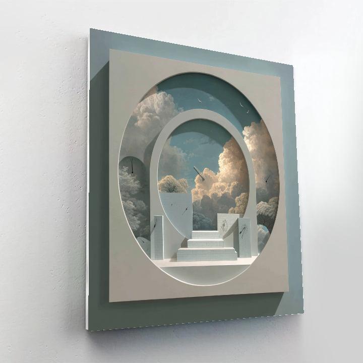 Rene Magritte Inspired Clock Shop painting number kit