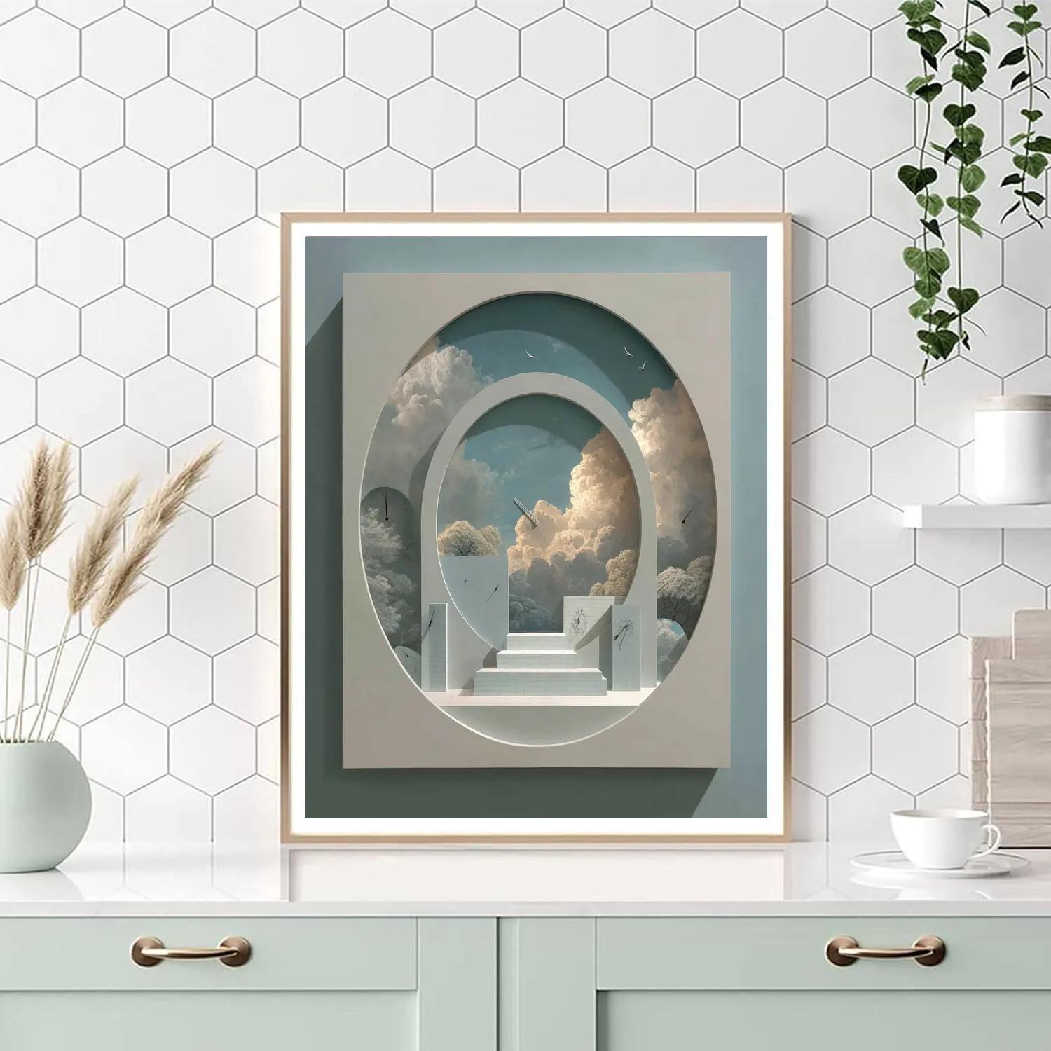 Rene Magritte Inspired Clock Shop painting number kit