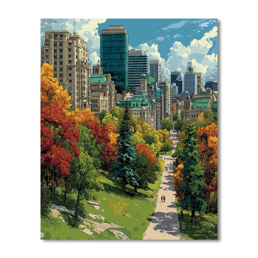 Skyline View From Mount Royal Park Montreal Canada DIY paint by numbers