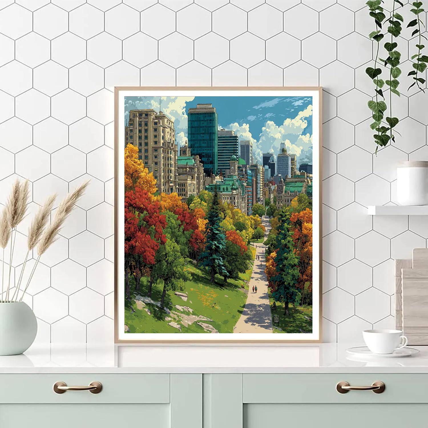 Skyline View From Mount Royal Park Montreal Canada DIY paint by numbers