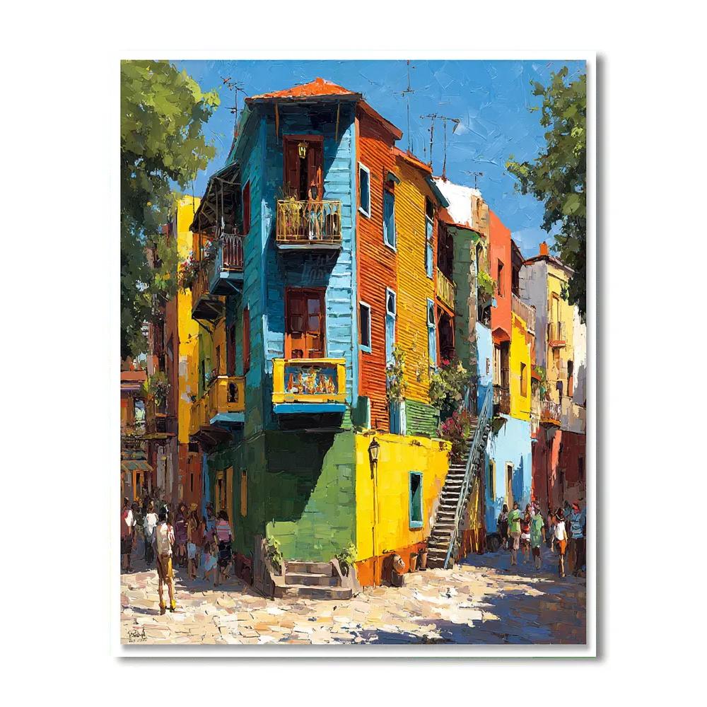 Brightly Painted Facades In La Boca Buenos Aires Argentina Paint by numbers art