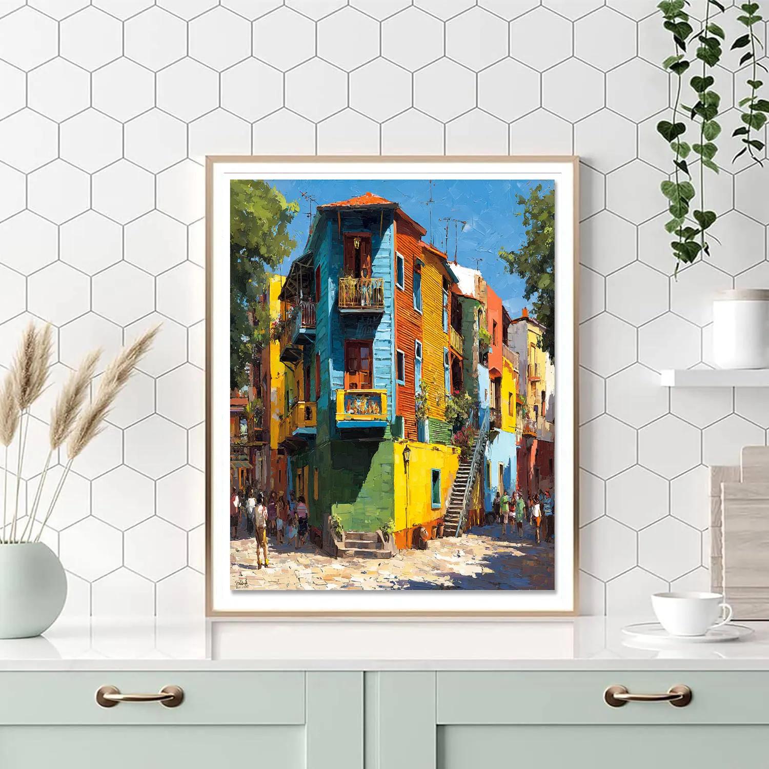 Brightly Painted Facades In La Boca Buenos Aires Argentina Paint by numbers art