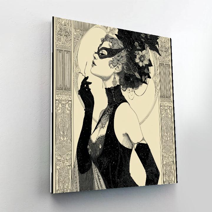 Aubrey Beardsley Inspired Masquerade Number painting