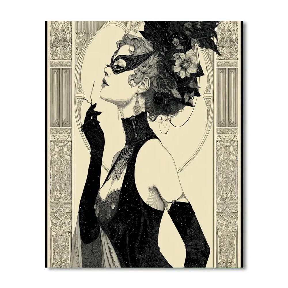 Aubrey Beardsley Inspired Masquerade Number painting