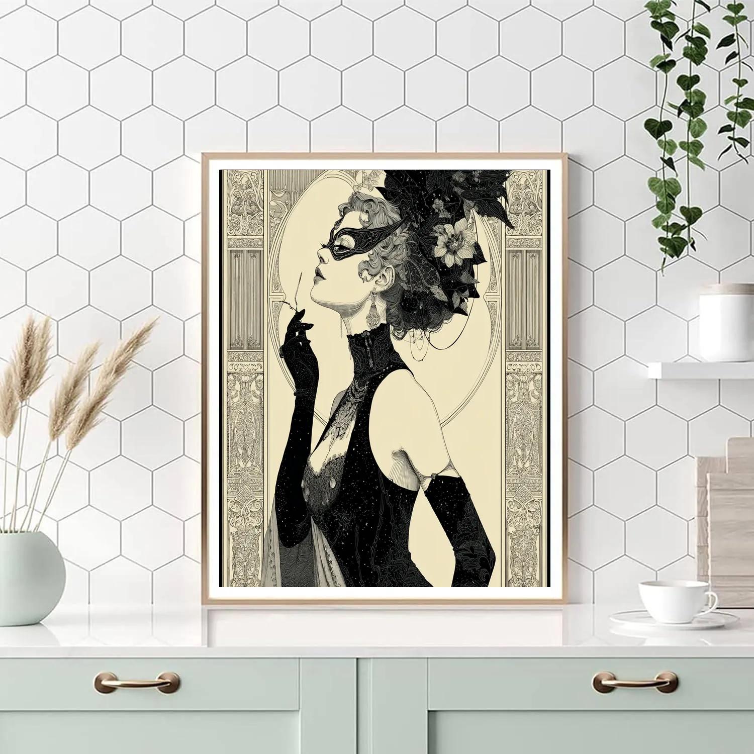 Aubrey Beardsley Inspired Masquerade Number painting