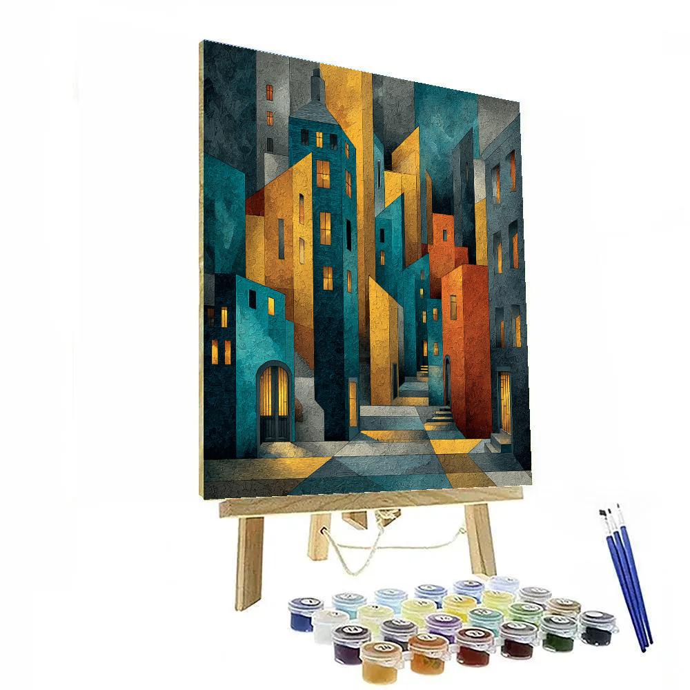 Picasso Inspired Cityscape Cubism painting number kit