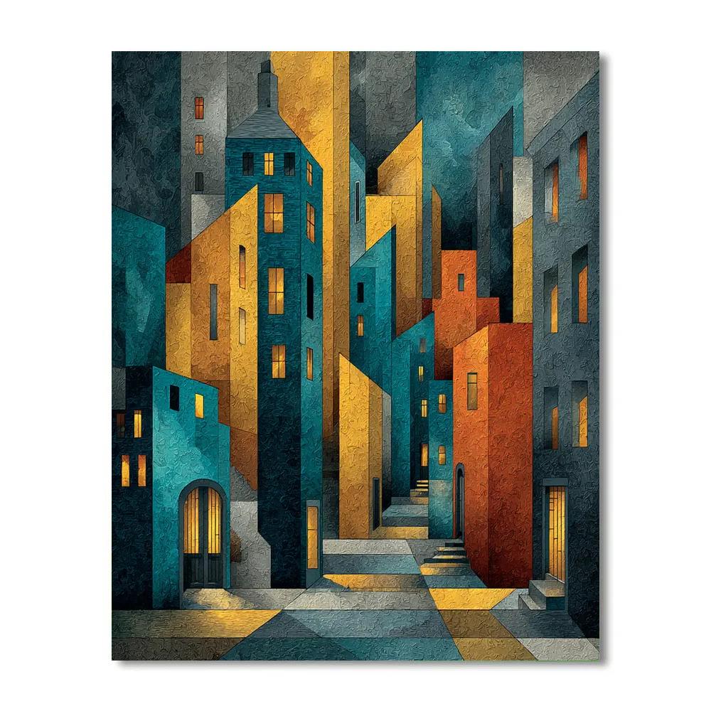 Picasso Inspired Cityscape Cubism painting number kit