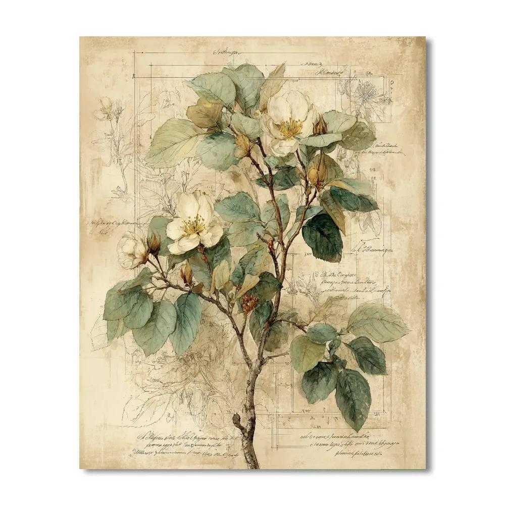 Leonardo Da Vinci Inspired Botanical Study painting number kit