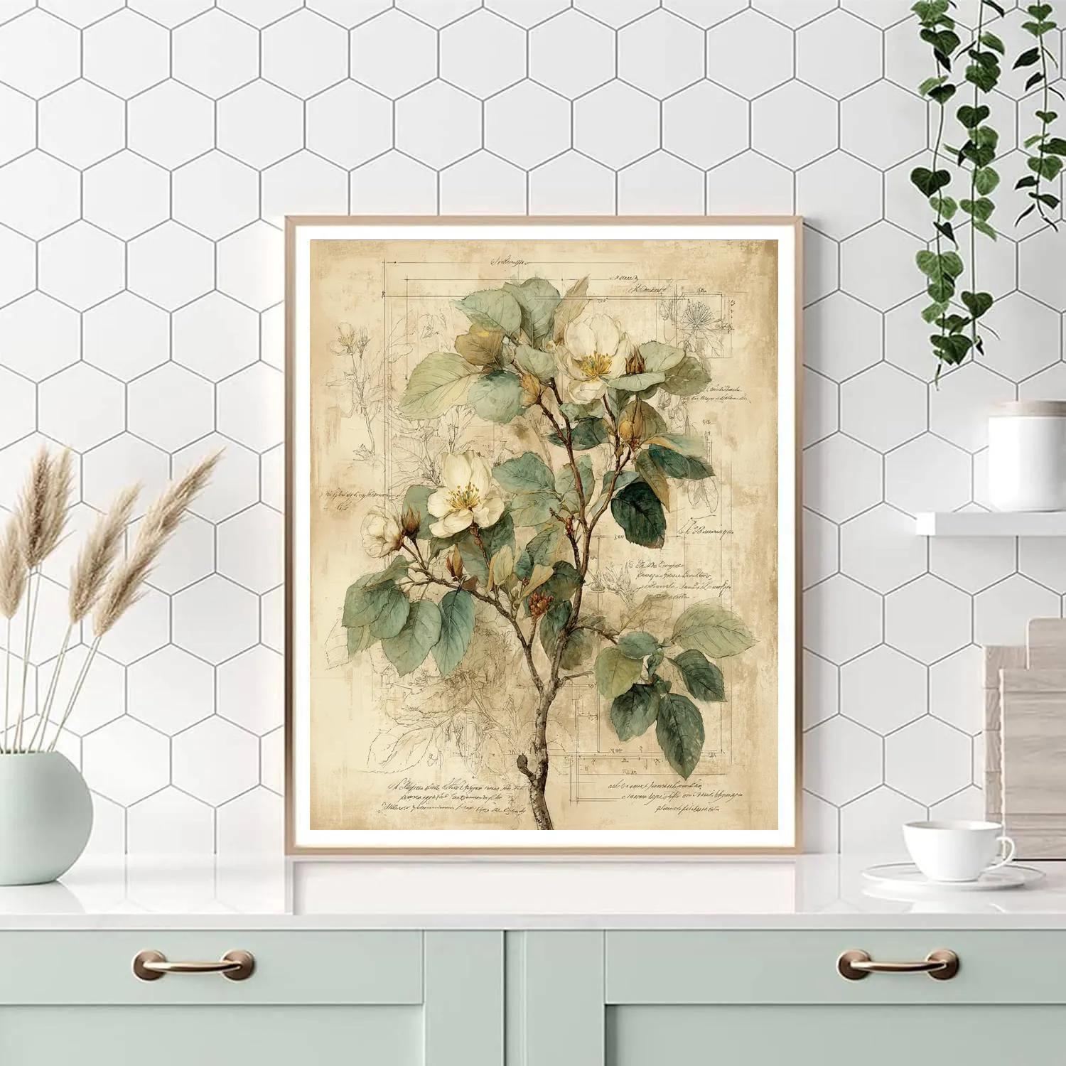 Leonardo Da Vinci Inspired Botanical Study painting number kit