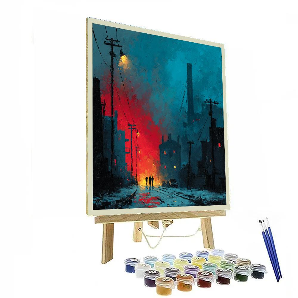 Edvard Munch Inspired City At Midnight paint by numbers