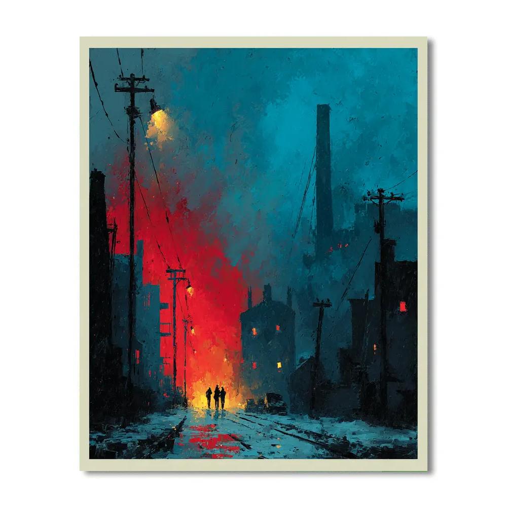 Edvard Munch Inspired City At Midnight paint by numbers