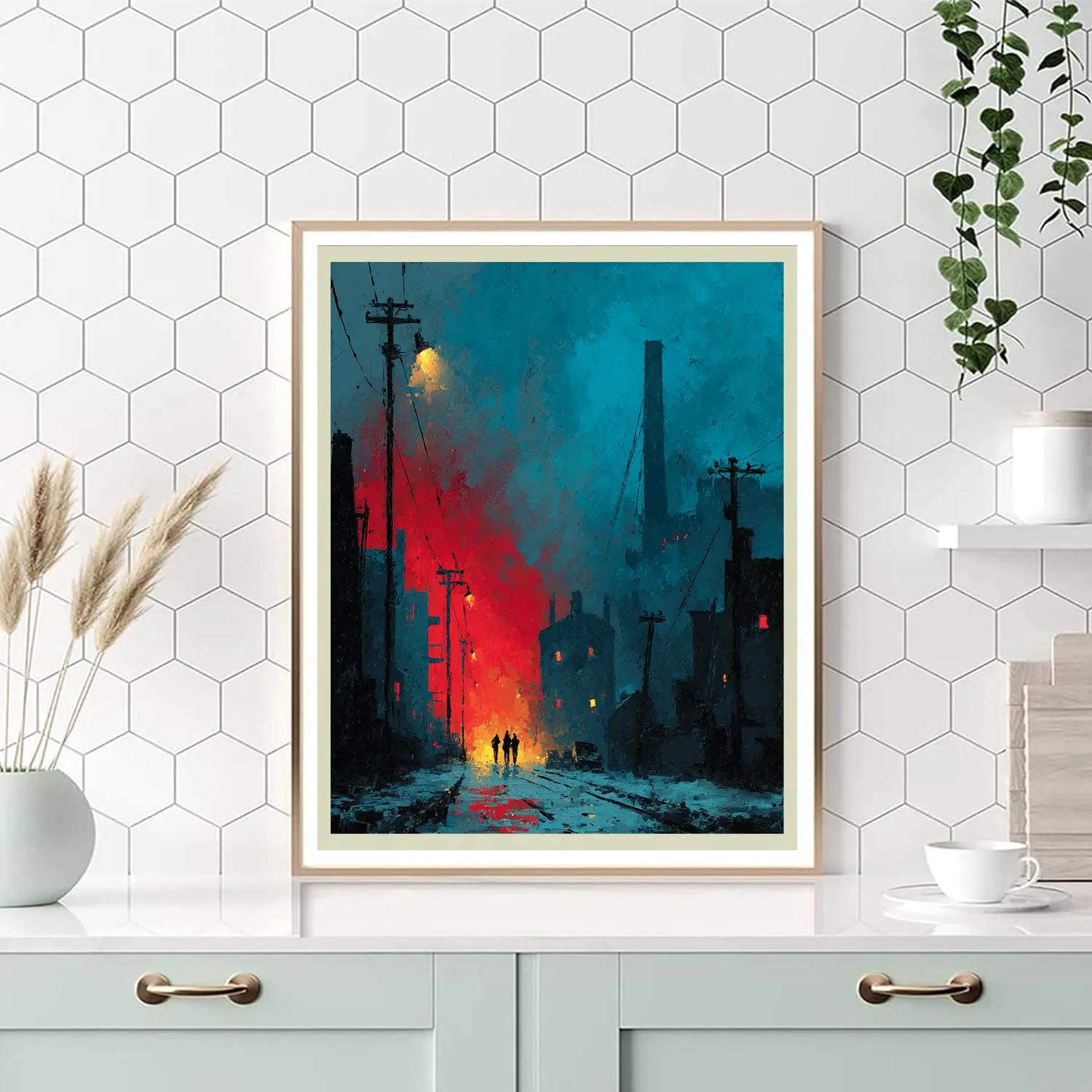 Edvard Munch Inspired City At Midnight paint by numbers