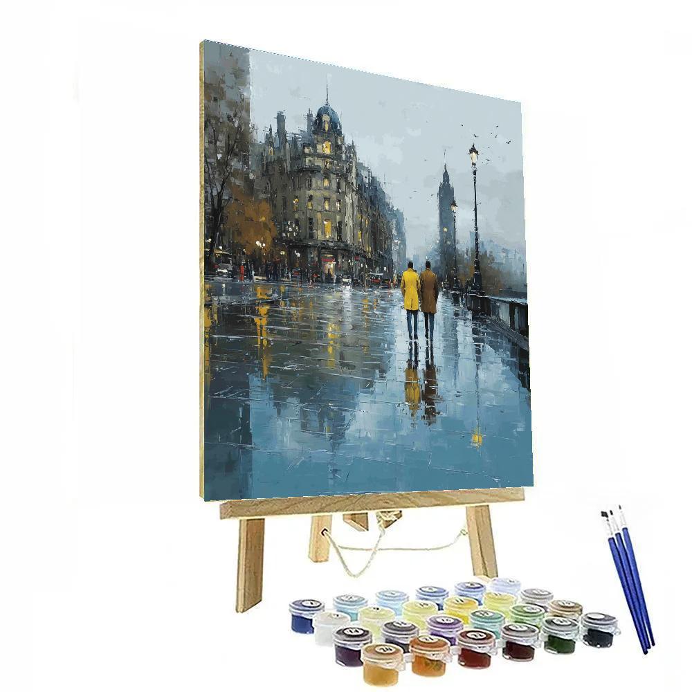 Gustave Caillebotte Inspired Rainy Boulevard painting number kit