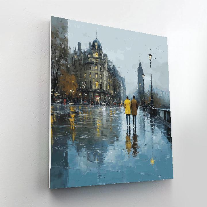 Gustave Caillebotte Inspired Rainy Boulevard painting number kit