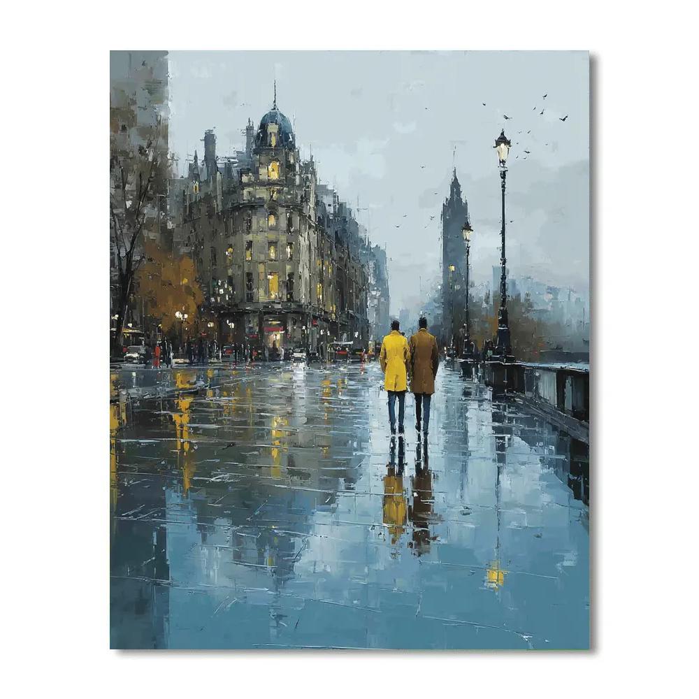 Gustave Caillebotte Inspired Rainy Boulevard painting number kit