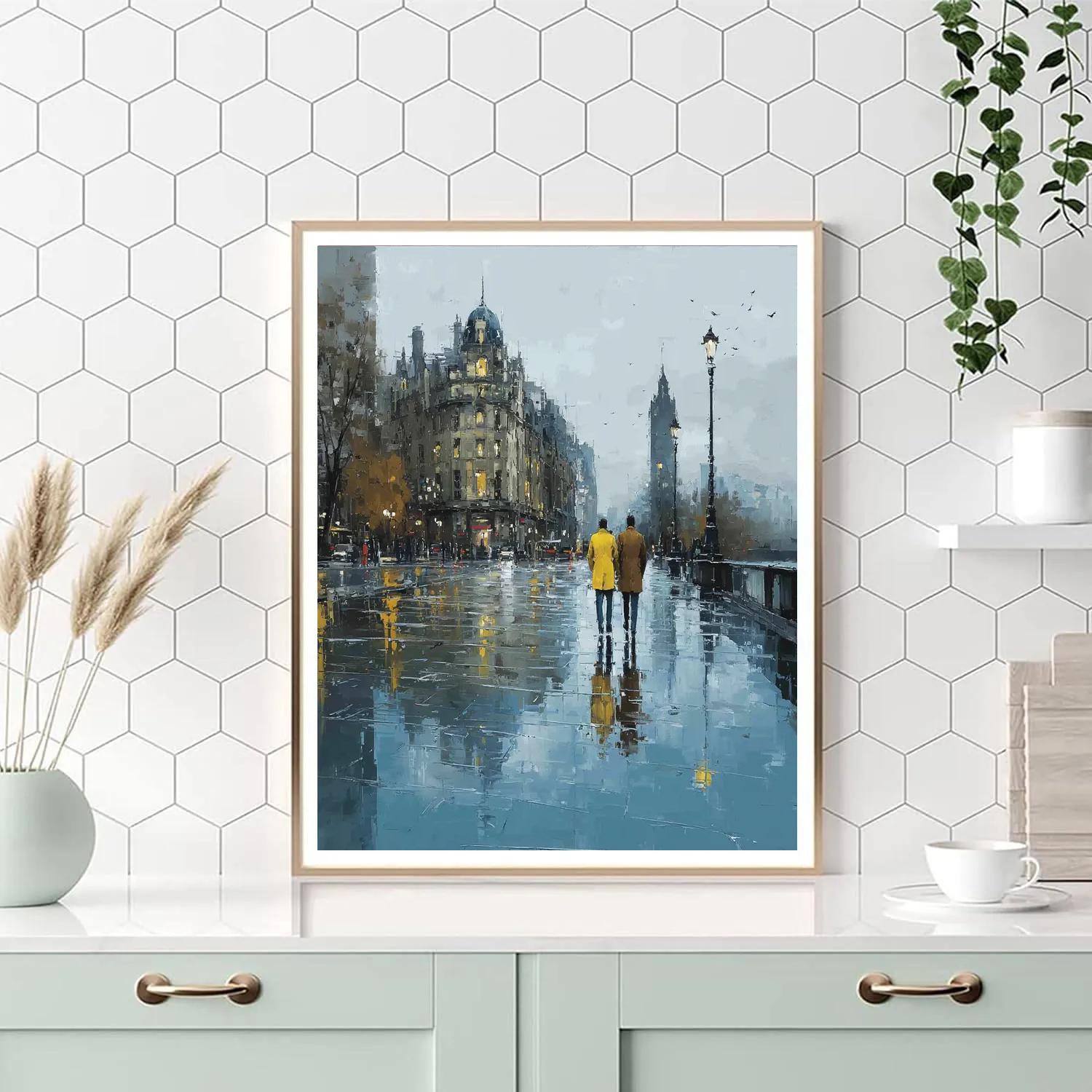 Gustave Caillebotte Inspired Rainy Boulevard painting number kit