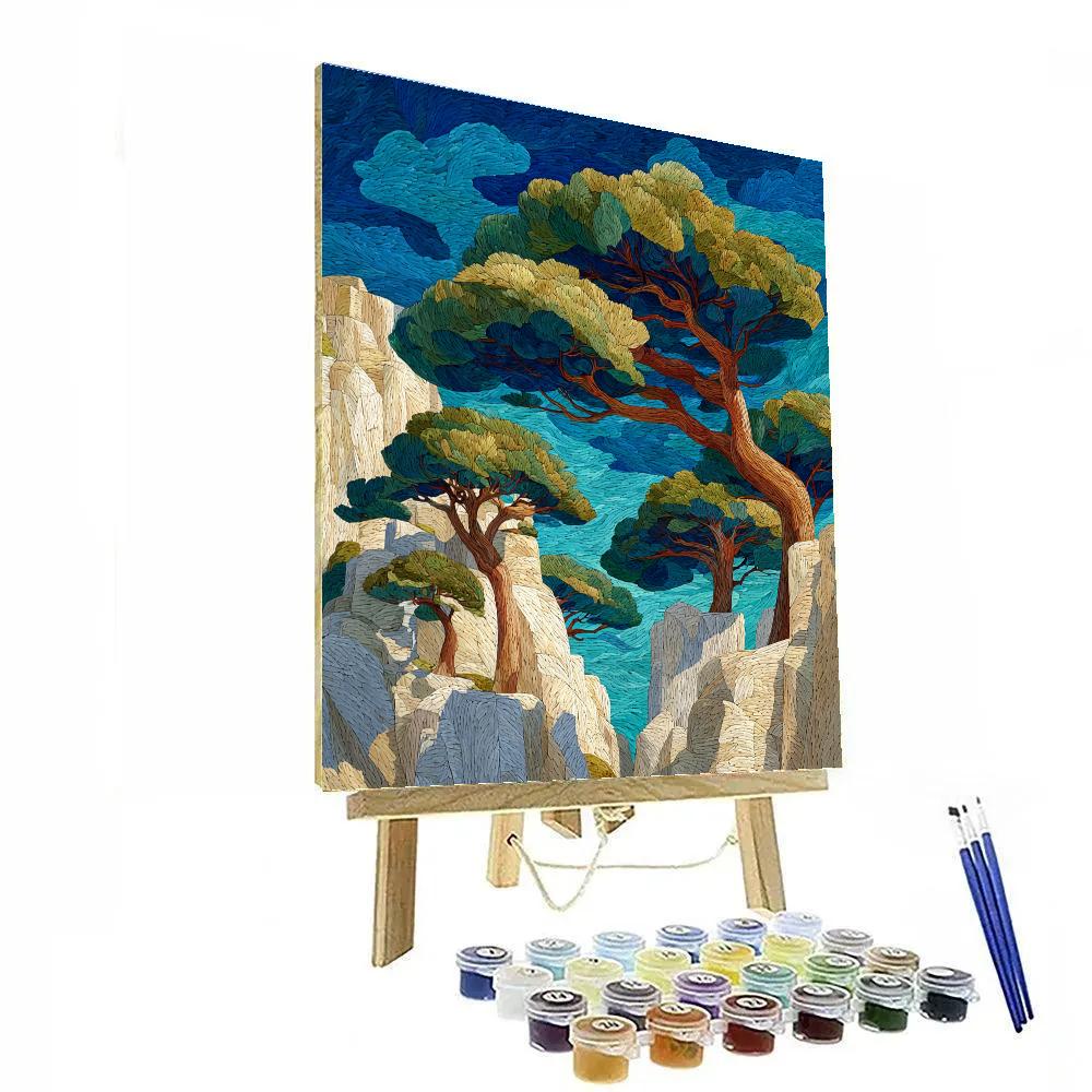 Michelangelo Inspired Marble Pines DIY paint by numbers