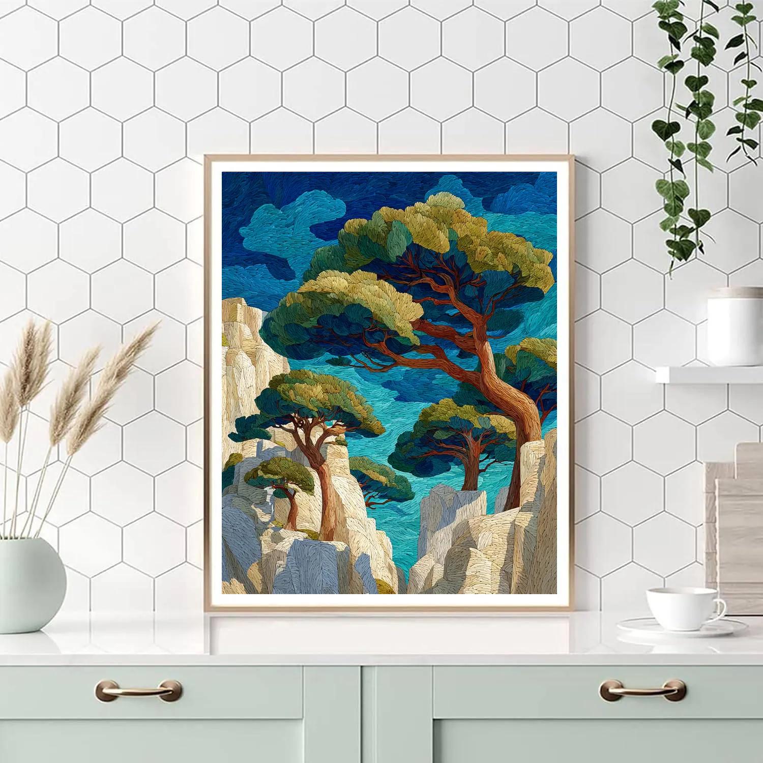 Michelangelo Inspired Marble Pines DIY paint by numbers