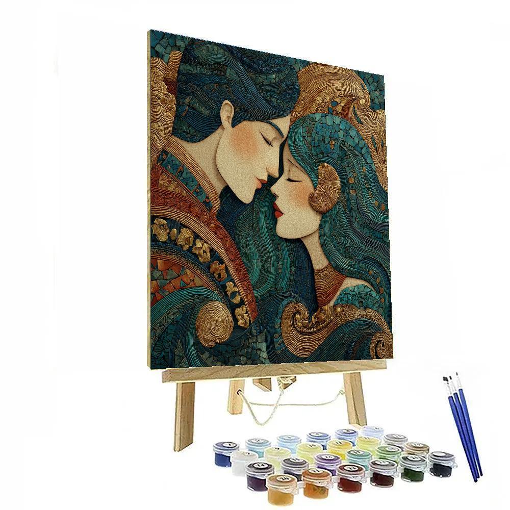 Gustav Klimt Inspired Oceanic Embrace painting number kit