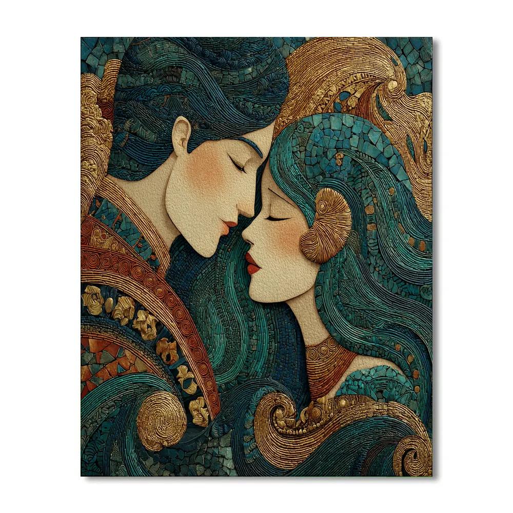 Gustav Klimt Inspired Oceanic Embrace painting number kit