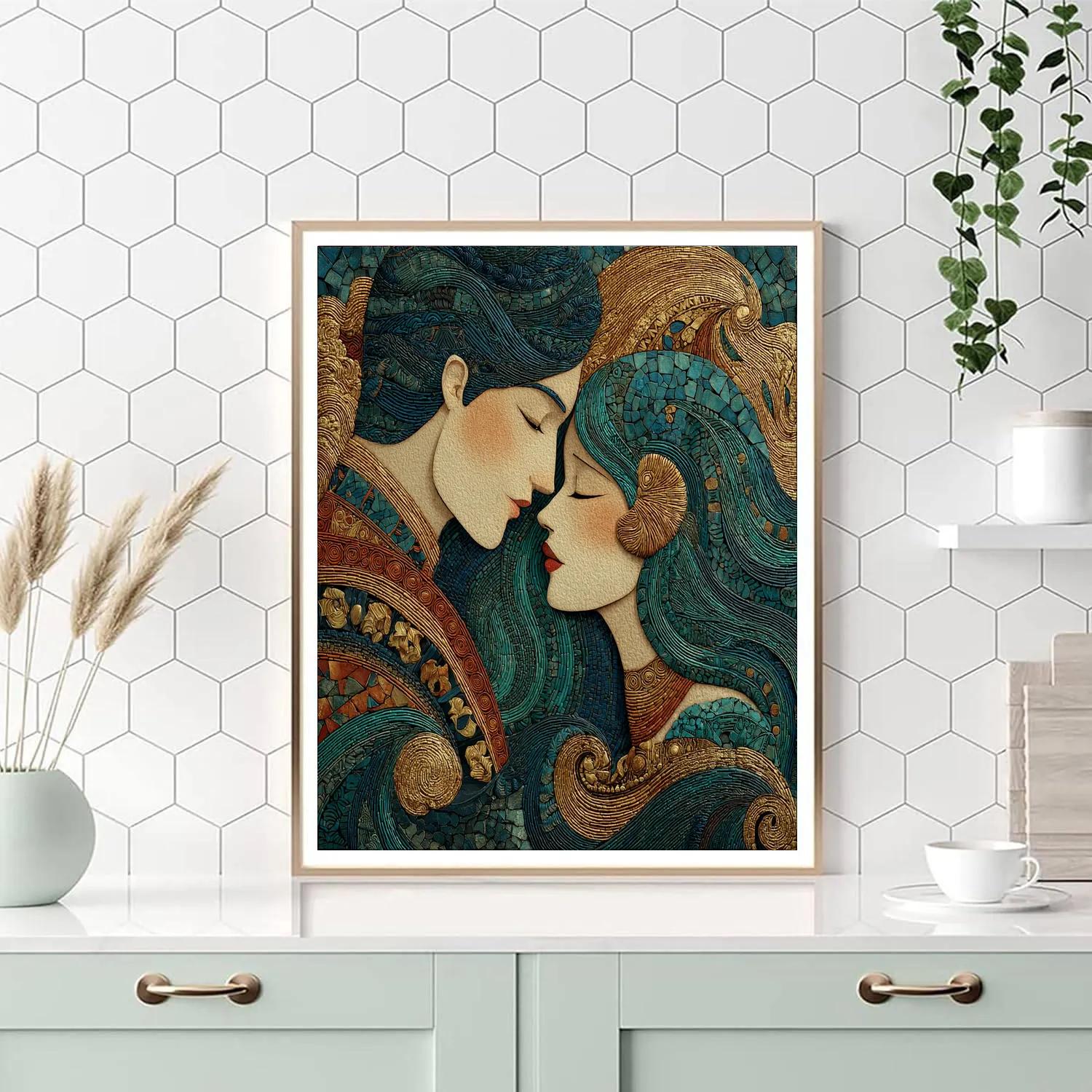 Gustav Klimt Inspired Oceanic Embrace painting number kit