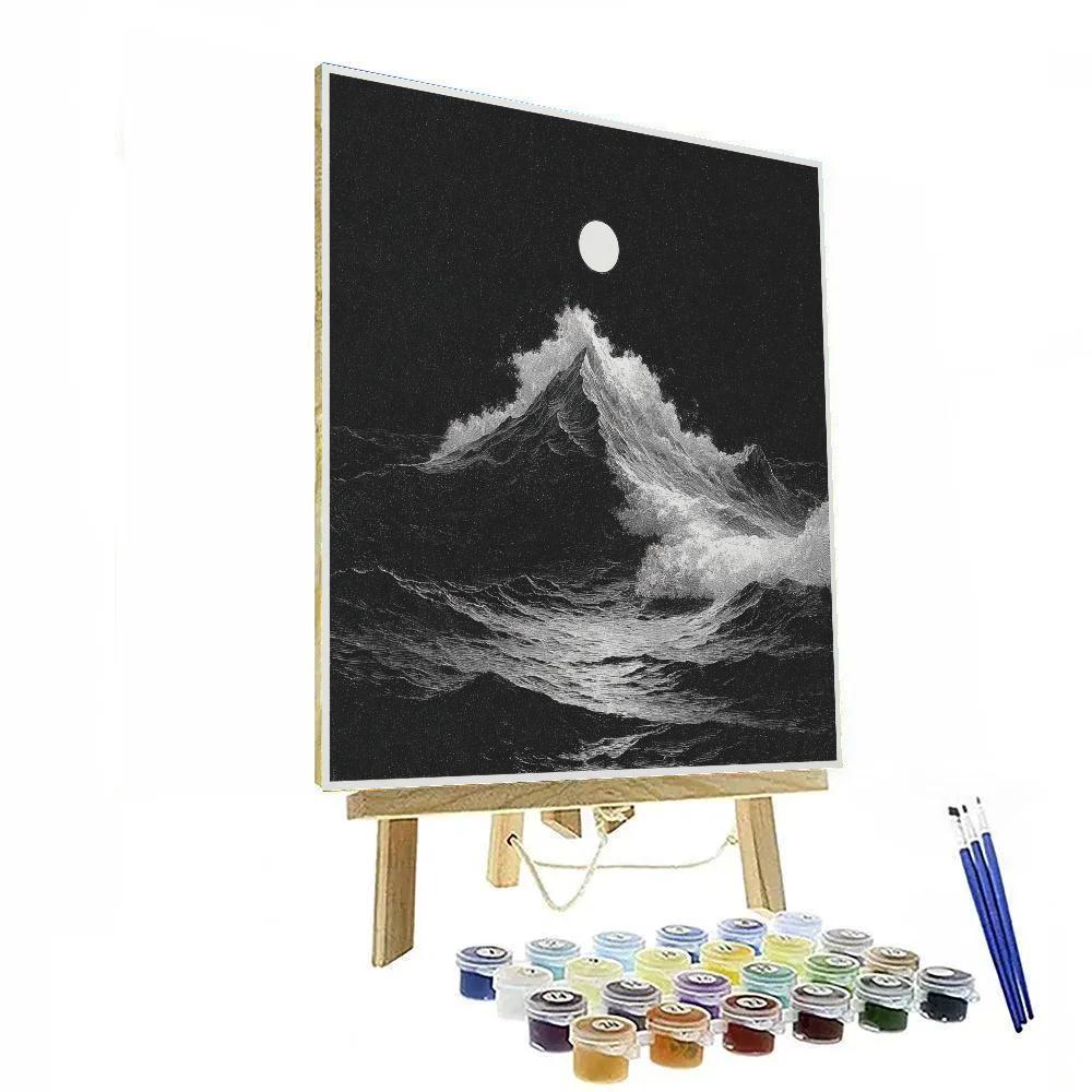 Caravaggio Inspired Moonlit Ocean Wave paint by number
