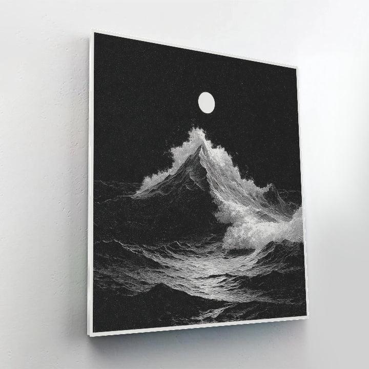 Caravaggio Inspired Moonlit Ocean Wave paint by number