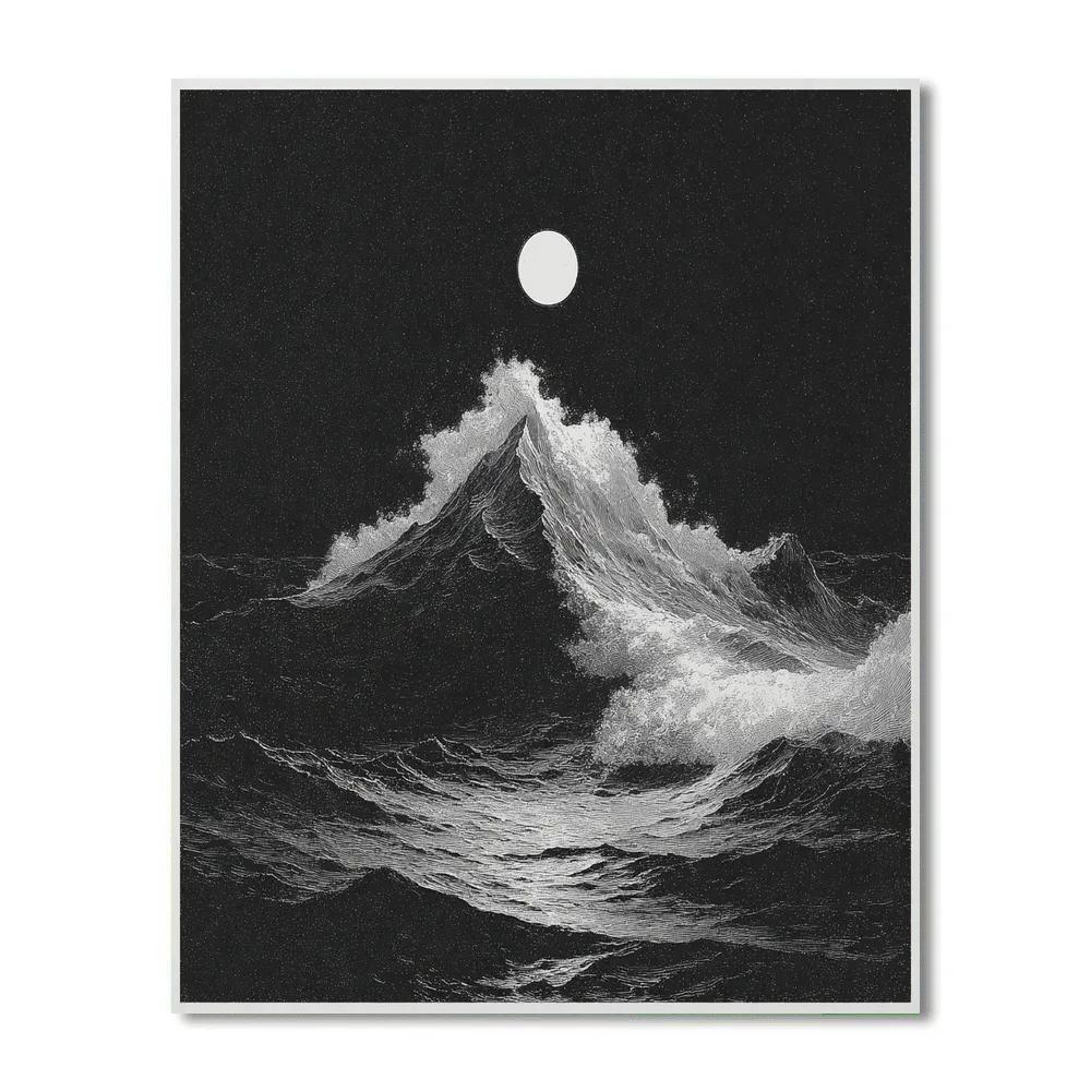 Caravaggio Inspired Moonlit Ocean Wave paint by number