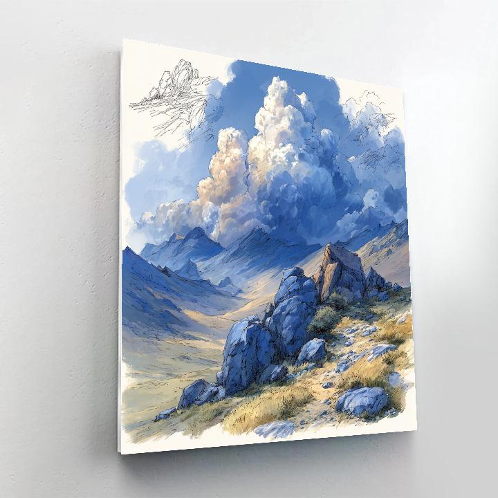 Leonardo Da Vinci Inspired Alpine Cloud Study paint by color