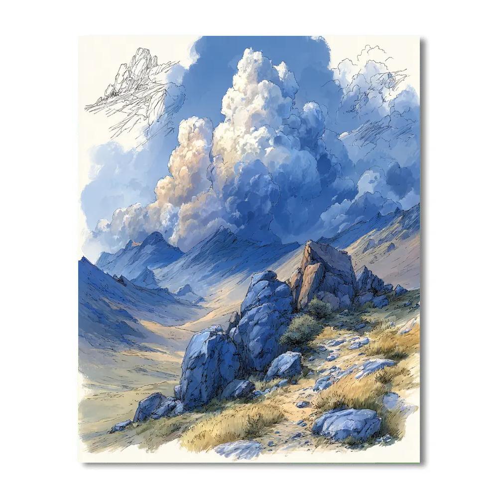 Leonardo Da Vinci Inspired Alpine Cloud Study paint by color