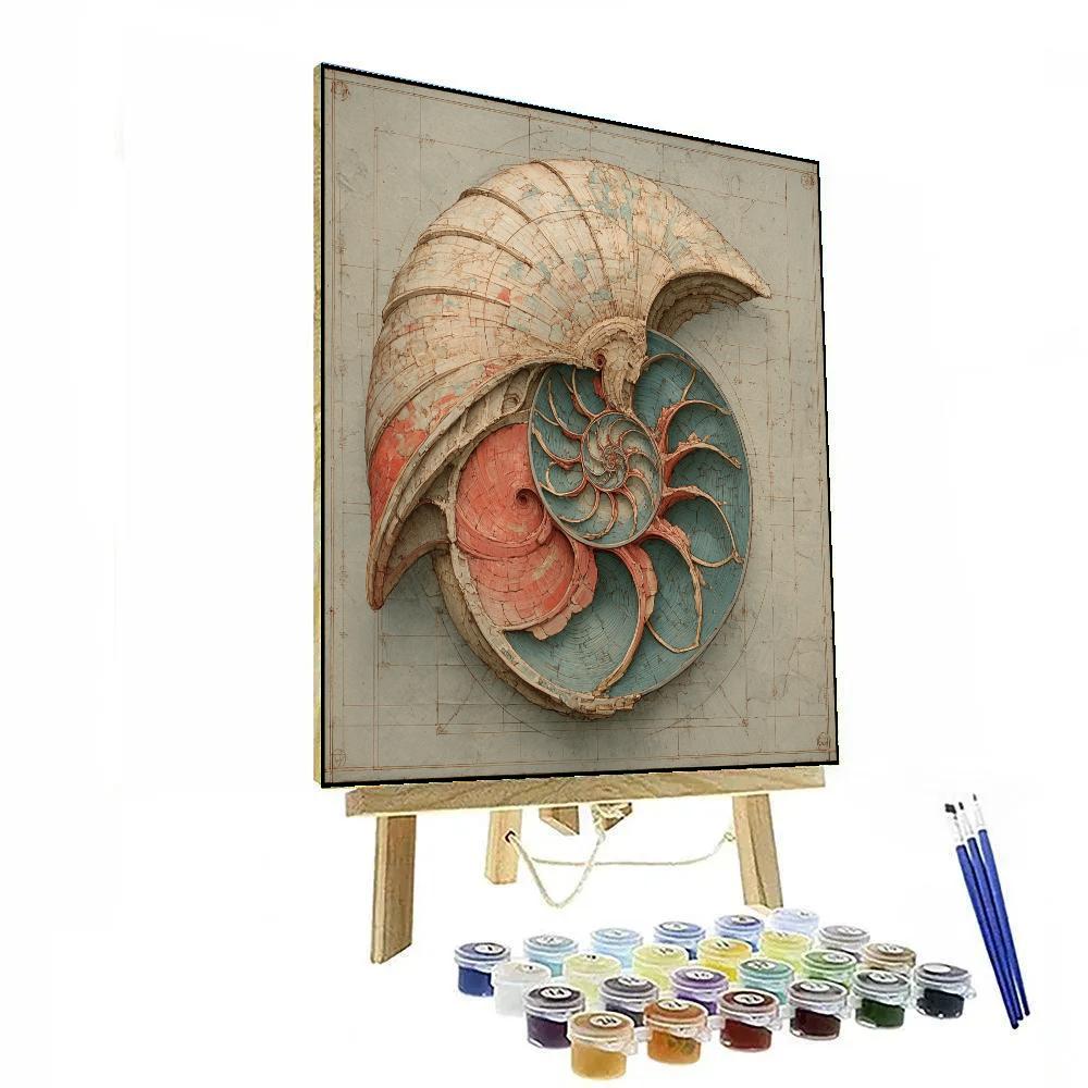 Leonardo Da Vinci Inspired Seashell Nebula paint by color
