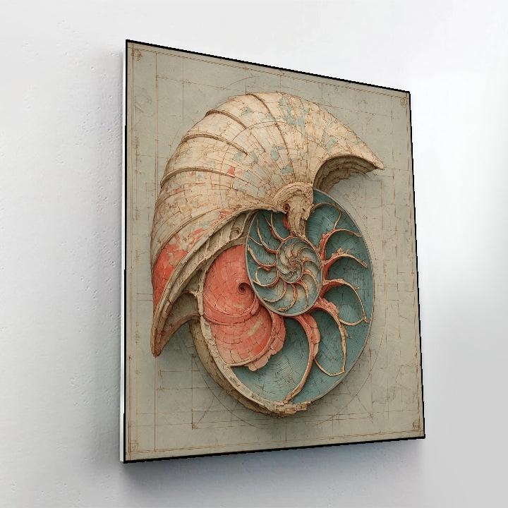 Leonardo Da Vinci Inspired Seashell Nebula paint by color