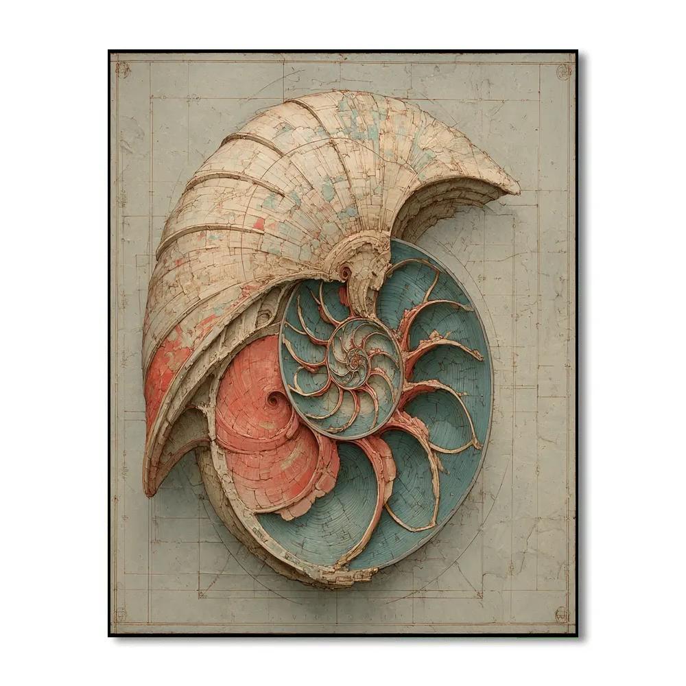 Leonardo Da Vinci Inspired Seashell Nebula paint by color