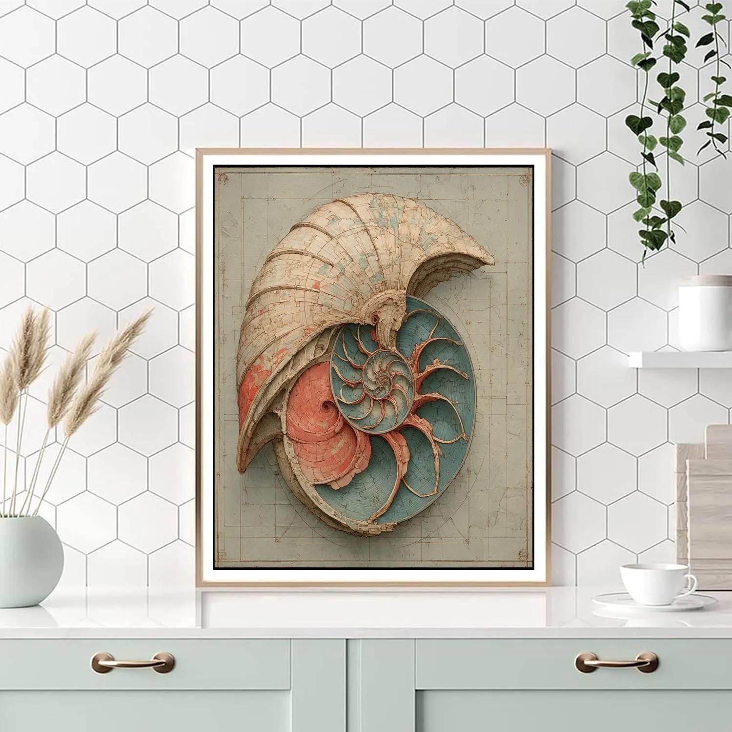 Leonardo Da Vinci Inspired Seashell Nebula paint by color