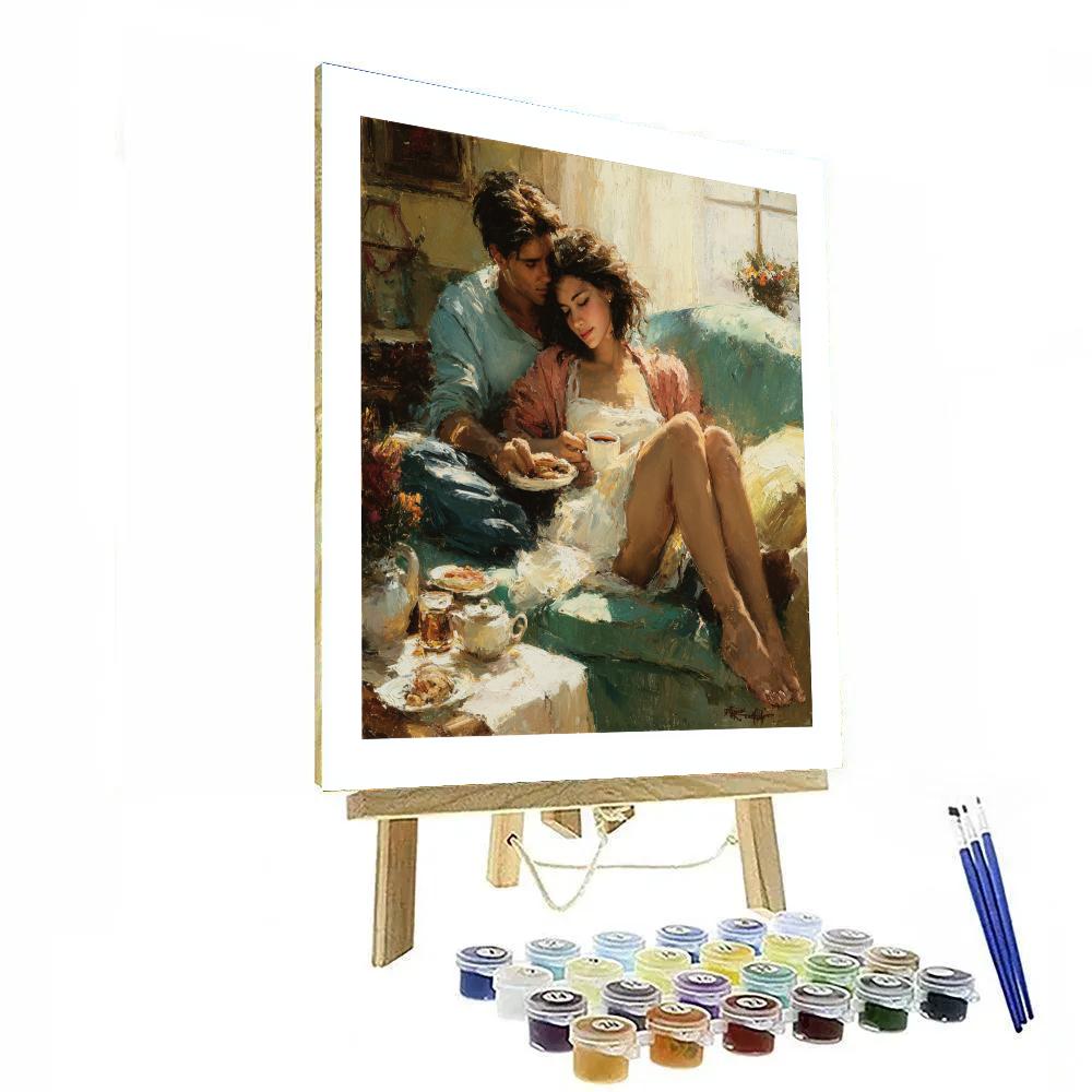 Mary Cassatt Inspired Tea Time paint by color