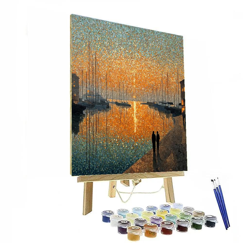 Seurat Inspired Morning Harbor paint by color