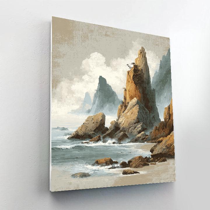 Leonardo Da Vinci Inspired Wind-Carved Archipelago Number painting
